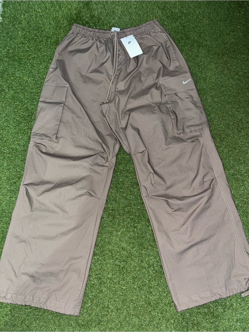 Nike Men’s Taupe Cargo Pants with White Swoosh